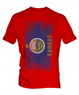 Kansas State Faded Flag Mens T-Shirt