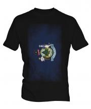 Maine State Faded Flag Mens T-Shirt