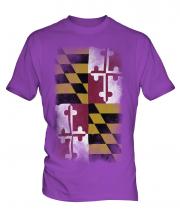 Maryland State Faded Flag Mens T-Shirt