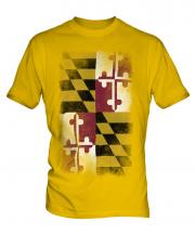 Maryland State Faded Flag Mens T-Shirt