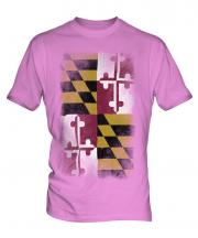 Maryland State Faded Flag Mens T-Shirt