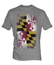 Maryland State Faded Flag Mens T-Shirt
