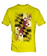Maryland State Faded Flag Mens T-Shirt