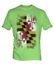 Maryland State Faded Flag Mens T-Shirt
