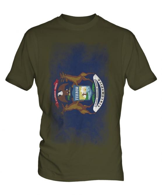 Michigan State Faded Flag Mens T-Shirt