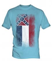 Mississippi State Faded Flag Mens T-Shirt