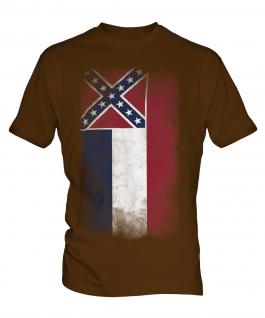 Mississippi State Faded Flag Mens T-Shirt