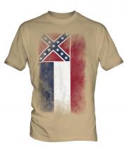 Mississippi State Faded Flag Mens T-Shirt
