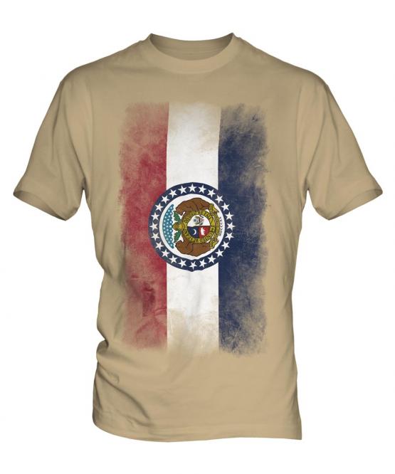 Missouri State Faded Flag Mens T-Shirt