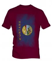 Montana State Faded Flag Mens T-Shirt