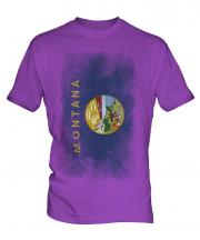 Montana State Faded Flag Mens T-Shirt