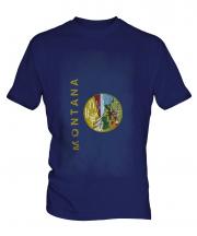 Montana State Faded Flag Mens T-Shirt