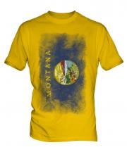 Montana State Faded Flag Mens T-Shirt