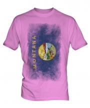 Montana State Faded Flag Mens T-Shirt