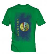 Montana State Faded Flag Mens T-Shirt