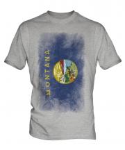 Montana State Faded Flag Mens T-Shirt