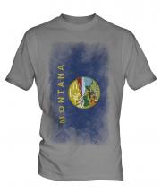 Montana State Faded Flag Mens T-Shirt