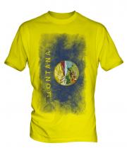 Montana State Faded Flag Mens T-Shirt