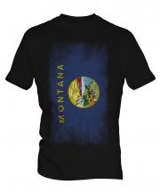 Montana State Faded Flag Mens T-Shirt