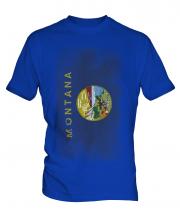 Montana State Faded Flag Mens T-Shirt