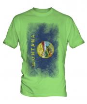 Montana State Faded Flag Mens T-Shirt