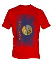Montana State Faded Flag Mens T-Shirt