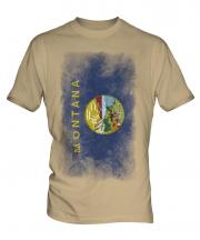 Montana State Faded Flag Mens T-Shirt