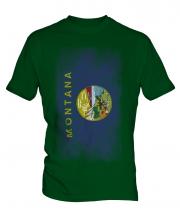 Montana State Faded Flag Mens T-Shirt