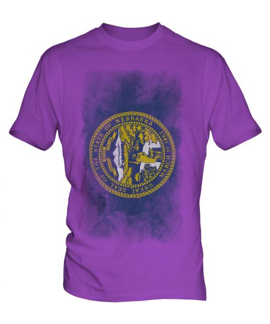 Nebraska State Faded Flag Mens T-Shirt