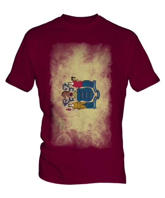 New Jersey State Faded Flag Mens T-Shirt