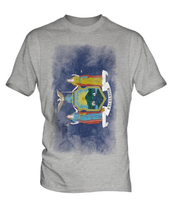 New York State Faded Flag Mens T-Shirt