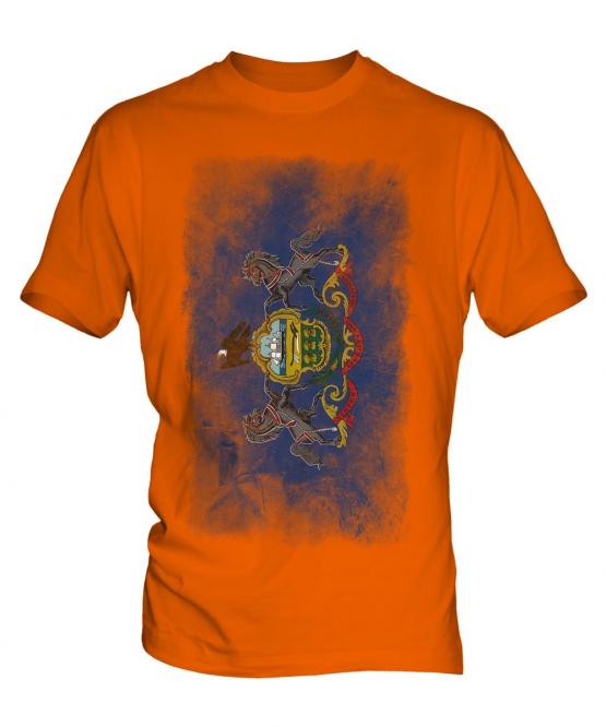 Pennsylvania State Faded Flag Mens T-Shirt