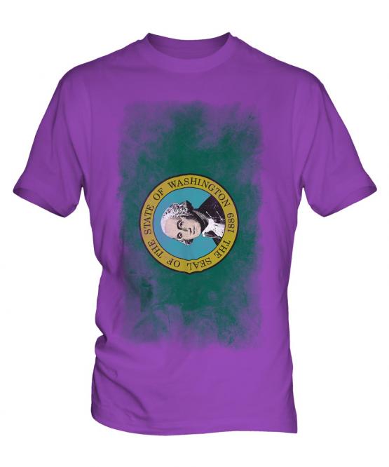 Washington State Faded Flag Mens T-Shirt
