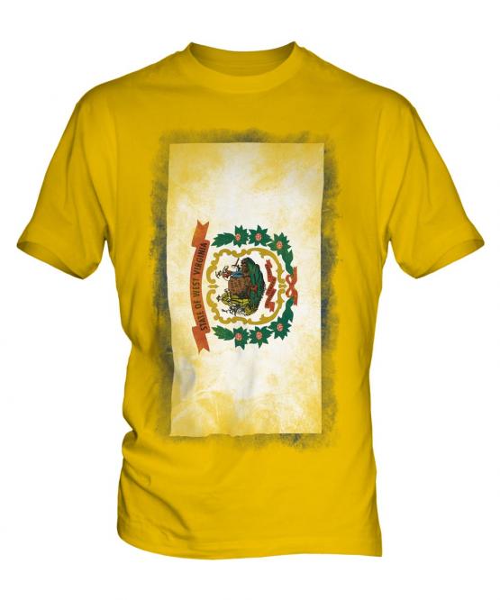 West Virginia State Faded Flag Mens T-Shirt