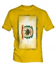 West Virginia State Faded Flag Mens T-Shirt