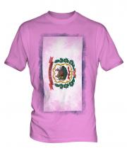 West Virginia State Faded Flag Mens T-Shirt