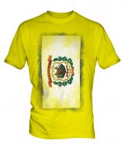 West Virginia State Faded Flag Mens T-Shirt