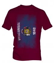 Wisconsin State Faded Flag Mens T-Shirt