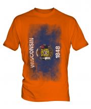 Wisconsin State Faded Flag Mens T-Shirt