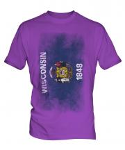 Wisconsin State Faded Flag Mens T-Shirt