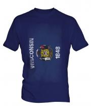 Wisconsin State Faded Flag Mens T-Shirt