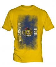 Wisconsin State Faded Flag Mens T-Shirt