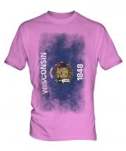 Wisconsin State Faded Flag Mens T-Shirt