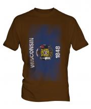 Wisconsin State Faded Flag Mens T-Shirt