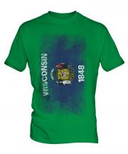 Wisconsin State Faded Flag Mens T-Shirt