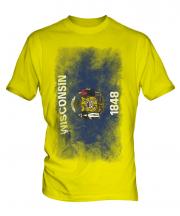 Wisconsin State Faded Flag Mens T-Shirt