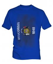 Wisconsin State Faded Flag Mens T-Shirt