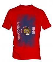 Wisconsin State Faded Flag Mens T-Shirt