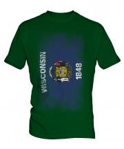 Wisconsin State Faded Flag Mens T-Shirt