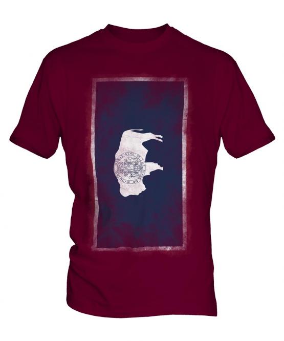 Wyoming State Faded Flag Mens T-Shirt